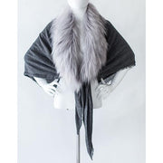 Faux Fur and Cashmere Square Stole or Shawl by Evelyne Prelonge Scarves Evelyne Prelonge Himalayan Pearl 