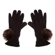 Faux Fur PomPom Gloves by Evelyne Prelonge Paris Scarves Evelyne Prelonge Chocolate 