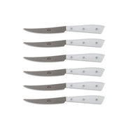 Compendio Steak Knives with Grey Blades and Lucite Handles, Set of 6 by Berti Knive Set Berti Ice Lucite 