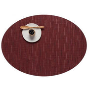 Chilewich: Bamboo Woven Vinyl Placemats, Set of 4 Placemat Chilewich Oval 14" x 19.25" Cranberry 
