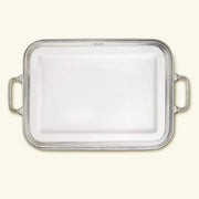 Luisa Rectangular Platter or Tray with Handles by Match Pewter Dinnerware Match 1995 Pewter Large 