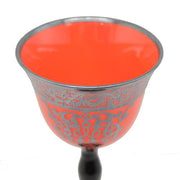 Tango Red with Black Stem and Silver Overlay Czechoslovakian Wine Glass, 7" Amusespot 