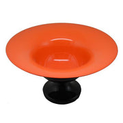Loetz Orange and Black Pedestal Console or Fruit Bowl, 10.5" Loetz 
