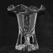 Czech Clear Art Glass Vase, 8" Amusespot 