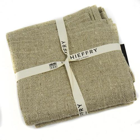 French Monogramme Striped Border Linen Dish Towel by Thieffry Freres & Cie