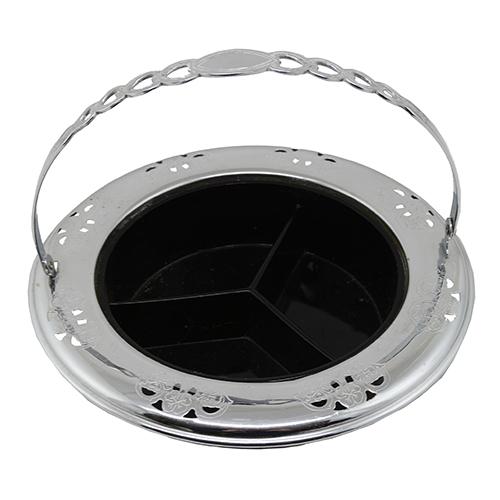 Vintage Ebony Glass Farberware Divided Dish with Handle Amusespot