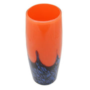 Orange-Red and Blue Czechoslovakian Art Glass Vase, 9" h Amusespot 