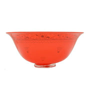 Czechoslovakian Red Art Glass Bowl with Enameled Decor, 8" Amusespot 