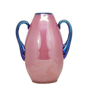 Loetz Iridized Camellia Red Vase with Applied Handles, 7.5" Loetz 