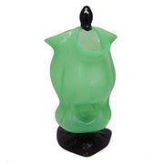 Jade Green Trefoil Art Glass Vase with Applied Amethyst Foot, 10" Amusespot 