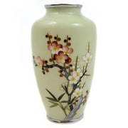 Antique Japanese Celadon Cherry Blossom Cloisonne Vase by Ando Jubei Studio Vases Bowls & Objects Amusespot 