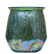 Antique Loetz Iridized Rusticana Crete Green Art Glass Vase, 7 1/8" h. Vases Loetz 