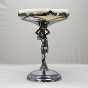 Vintage Farber Brothers Farberware Art Deco Woman Compote with White Glass Insert, 7.5" Bowls Farber Brothers 