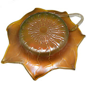 Loetz Neptun Art Glass Lotus Form Platter with Handle, 14" Loetz 