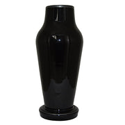 Antique Black Amethyst Art Deco Czechoslovakian Glass Vase with Enameled Birds, 9.25" Vases Amusespot 
