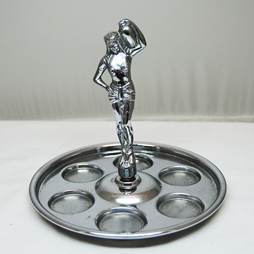 Vintage Art Deco Farberware Egyptian Woman Shot Glass Chromed Holder