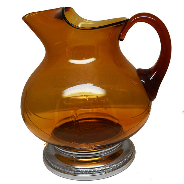 Vintage Amber Handblown Cocktail Pitcher Set