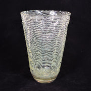 Dot Optic Yellow Threaded Libbey Nash Art Glass Vase, 8.5" Amusespot 