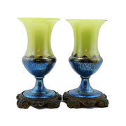 Loetz: Ausfuhrung 226 Art Glass Mantel Lamps, Set of 2 Loetz 