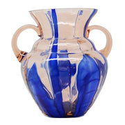 Czechoslovakia Two-Handled Vase, Rose and Blue, 6.75" by Kralik Vases Amusespot 