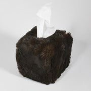 Faux Fur Tissue Box Cover, Square or Rectangle by Evelyne Prelonge Paris Tissue Box Evelyne Prelonge Chocolate Square 
