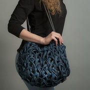 Neo53L Knitted Neoprene Rubber Handbag by Neo Design Italy Handbag Neo Design Blue 