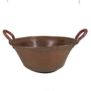 Antique Heavy Hand Hammered Copper Round Bottomed Rustic Pot with Handles Pots & Planters Amusespot 13" 