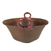 Antique Heavy Hand Hammered Copper Round Bottomed Rustic Pot with Handles Pots & Planters Amusespot 