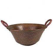 Antique Heavy Hand Hammered Copper Round Bottomed Rustic Pot with Handles Pots & Planters Amusespot 14" (red handles) 