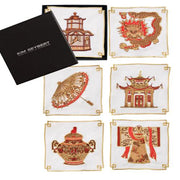 Indochine Cocktail Napkins, set of 6 by Kim Seybert Cocktail Napkins Kim Seybert White/Multi 