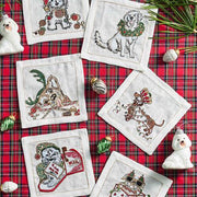 Xmas Pack 6" Linen Cocktail Napkin Set of 6 by Kim Seybert Cocktail Napkins Kim Seybert 