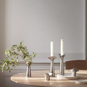 Bloom Botanica Stainless Steel 8" Candleholders, Set of 2 by Helle Damkjær for Georg Jensen Candleholder Georg Jensen 