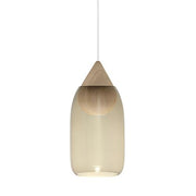 Liuku Pendant Lamp, Drop, Natural, 5.5" by Maija Puoskari for Mater Lighting Mater Pendant & Smoke Glass Shade 
