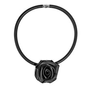 COLLROSA1 Neo Neoprene Rubber Rose Necklace by Neo Design Italy Jewelry Neo Design Black/Black 