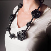COLLROSA2 Neo Neoprene Rubber Rose Necklace by Neo Design Italy Jewelry Neo Design Black/Black 