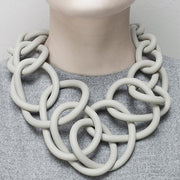 COLL36 Neo Neoprene Rubber Chain Necklace by Neo Design Italy Jewelry Neo Design Pearl Grey 