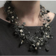 COLL64 Neo Neoprene Rubber Necklace by Neo Design Italy Jewelry Neo Design Black/Pearl Grey 