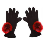 Faux Fur PomPom Gloves by Evelyne Prelonge Paris Scarves Evelyne Prelonge Red 