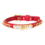 Red Calfskin Dog Collar by Olivia Riegel CLEARANCE Pets Olivia Riegel Medium 