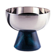 Madame Footed Bowl, Stainless Steel with Blue Base by Sambonet Centerpiece Sambonet 