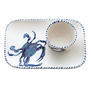 Blue Crab Rectangle Tray and Bowl Set, 9.75" by Abbiamo Tutto Dinnerware Abbiamo Tutto 
