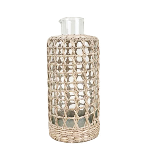 Amusespot Seagrass Cage Glass Carafe