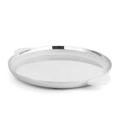 Volupte Round Tray by Nino Bauti for St. James St. James Small Silver Plated Off White Resin