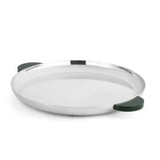 Volupte Round Tray by Nino Bauti for St. James St. James Small Silver Plated Green Resin