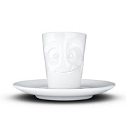Faces Porcelain Espresso Cup with Handle and Saucer Mug Smile Germany Tasty 