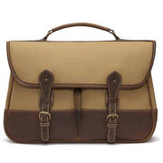 Clipper Canvas Satchel Briefcase by Tusting Bag Tusting Large Safari Tan 