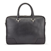 Mortimer Slim Leather Briefcase by Tusting Bag Tusting Black Montanasoft 