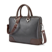 Mortimer Slim Leather Briefcase by Tusting Bag Tusting Pewter/Chocolate Montanasoft 