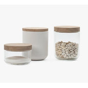 Pottery Collection: Ceramic 5.9" Wide Jar by Vincent Van Duysen for When Objects Work Container When Objects Work Small Jar Transparent Glass .8" Oak Lid
