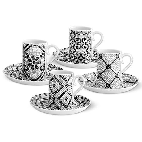 Vista Alegre Calcada Portuguesa Espresso Coffee Cups & Saucers, Set of